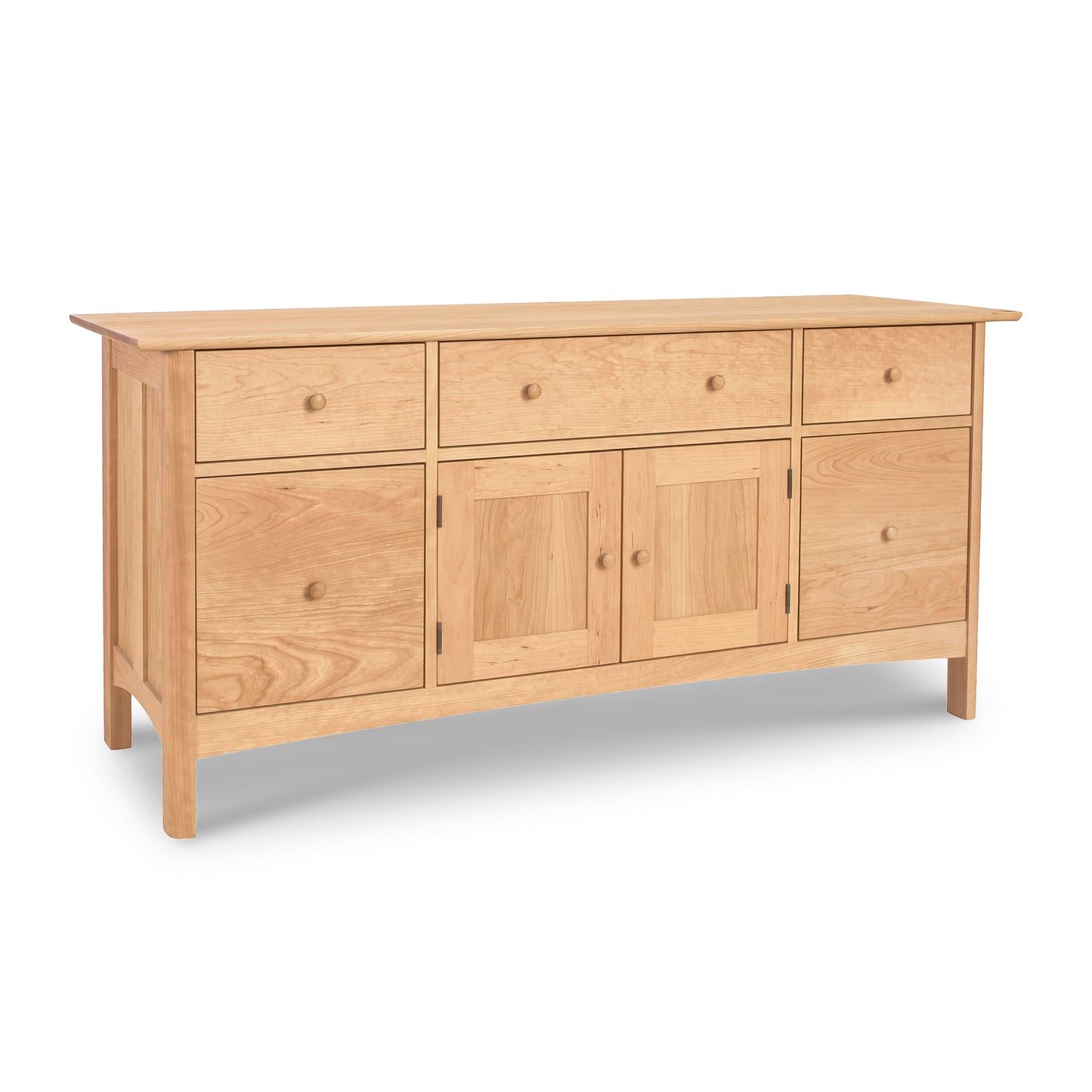 Heartwood Shaker File Credenza with three drawers in solid hardwood and eco-friendly oil finish, crafted by Vermont Furniture Designs.