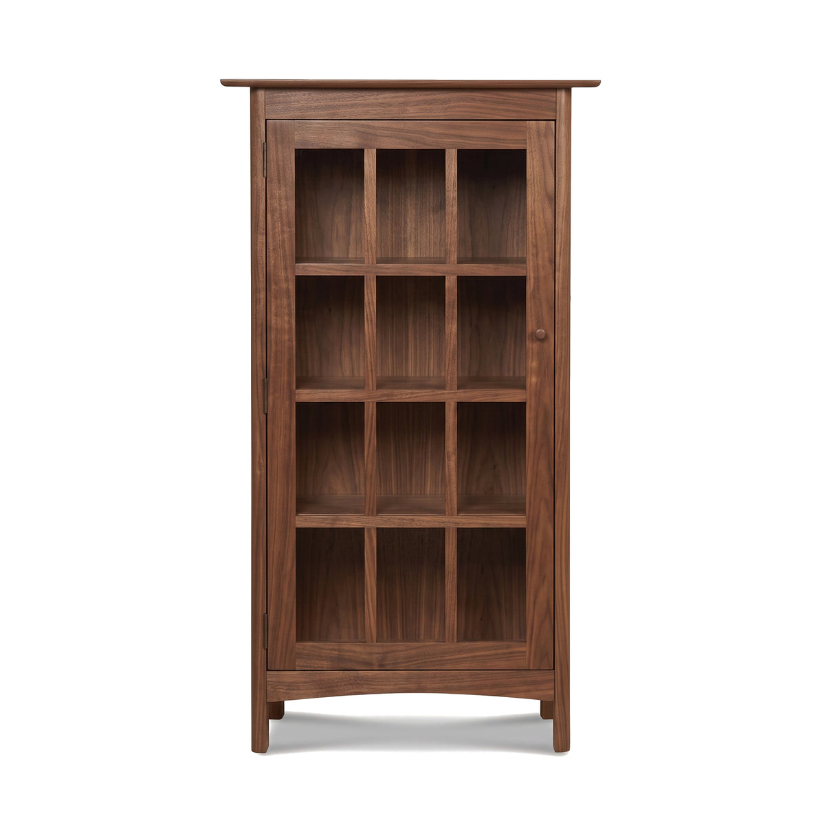 Heartwood Shaker Glass Door Bookcase with nine-pane glass door, handcrafted in solid wood by Vermont Furniture Designs.