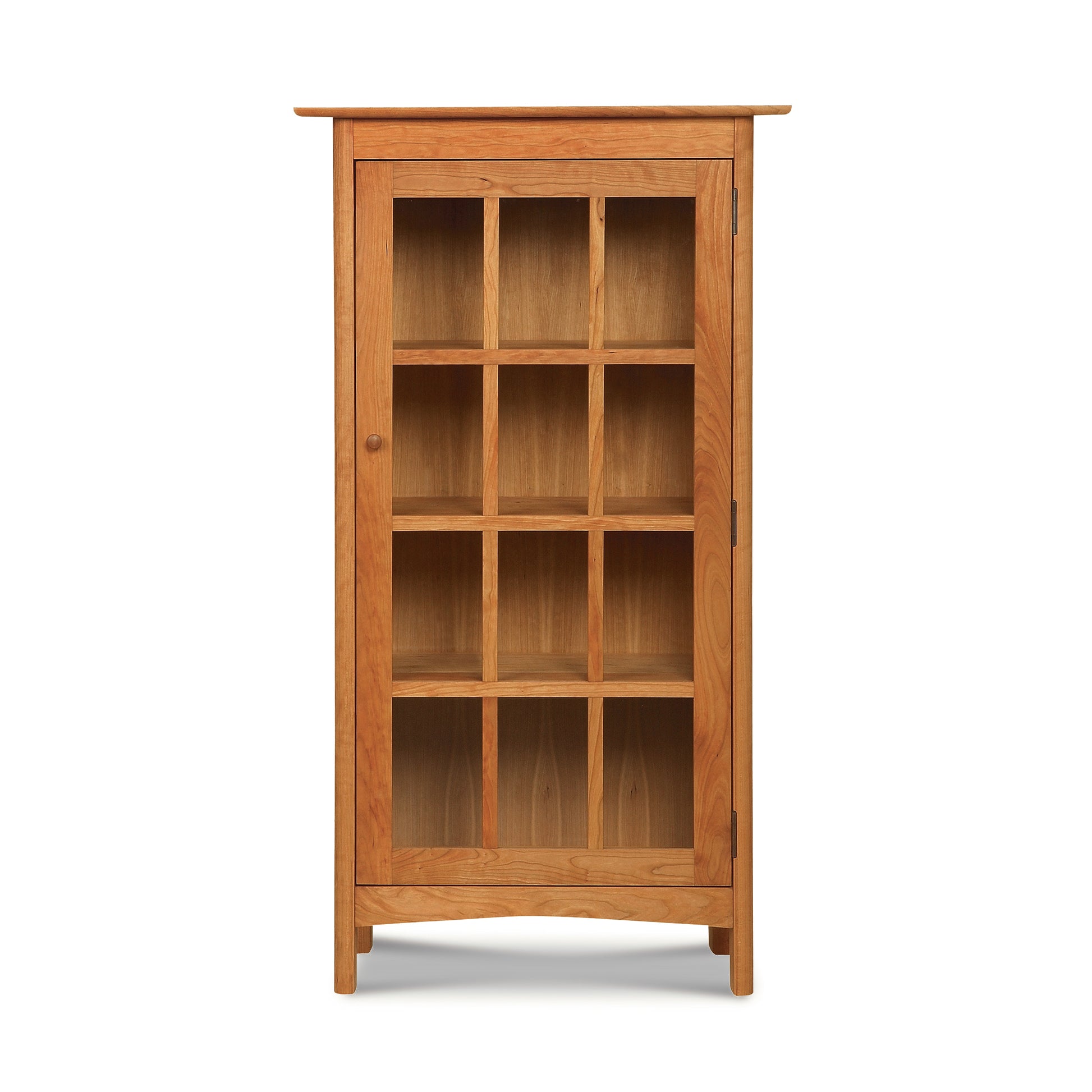Heartwood Shaker Glass Door Bookcase from Vermont Furniture Designs, isolated on a white background.
