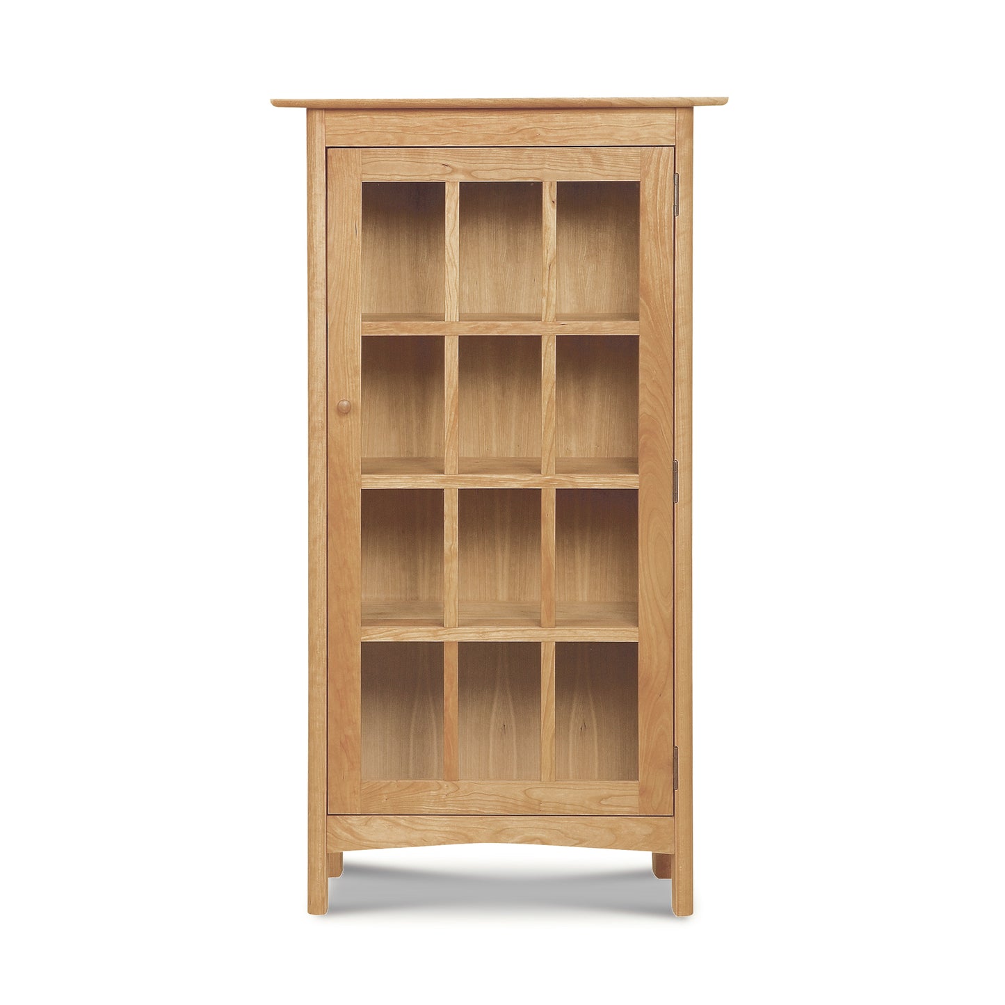 Heartwood Shaker Glass Door Bookcase by Vermont Furniture Designs featuring nine compartments and elegant wood craftsmanship.