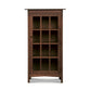 A luxury Heartwood Shaker Glass Door Bookcase from Vermont Furniture Designs, featuring multiple compartments, against a white background.