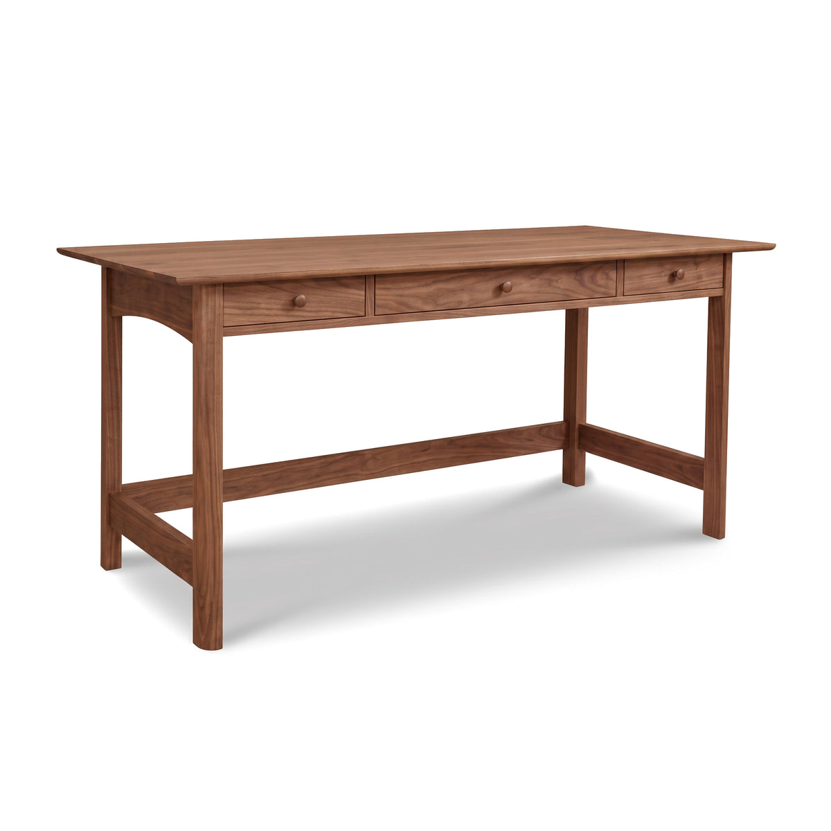 Heartwood Shaker Library Desk by Vermont Furniture Designs, solid wood with 3 drawers, simple legs, classic handcrafted American style.