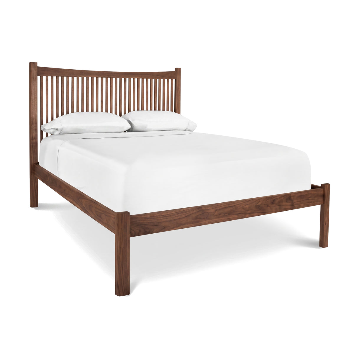 Heartwood Shaker Low Footboard Bed by Vermont Furniture Designs, handcrafted platform bed with vertical slat headboard, made in Vermont.