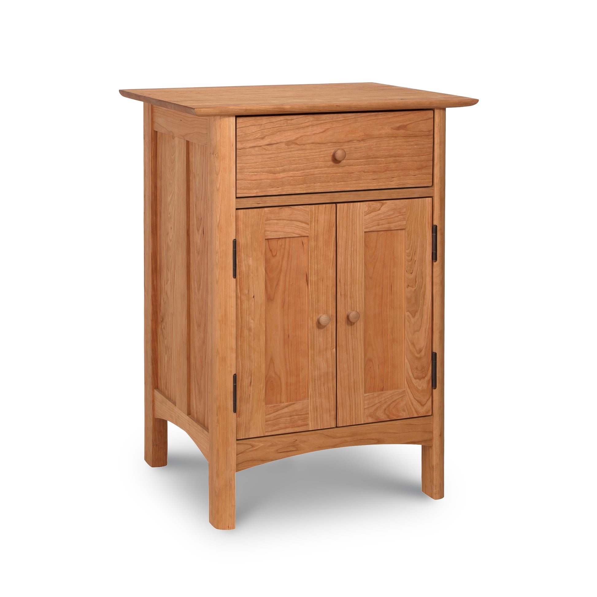 Heartwood Shaker Short Storage Chest features solid wood construction, a single drawer, and two doors in classic shaker style craftsmanship by Vermont Furniture Designs.