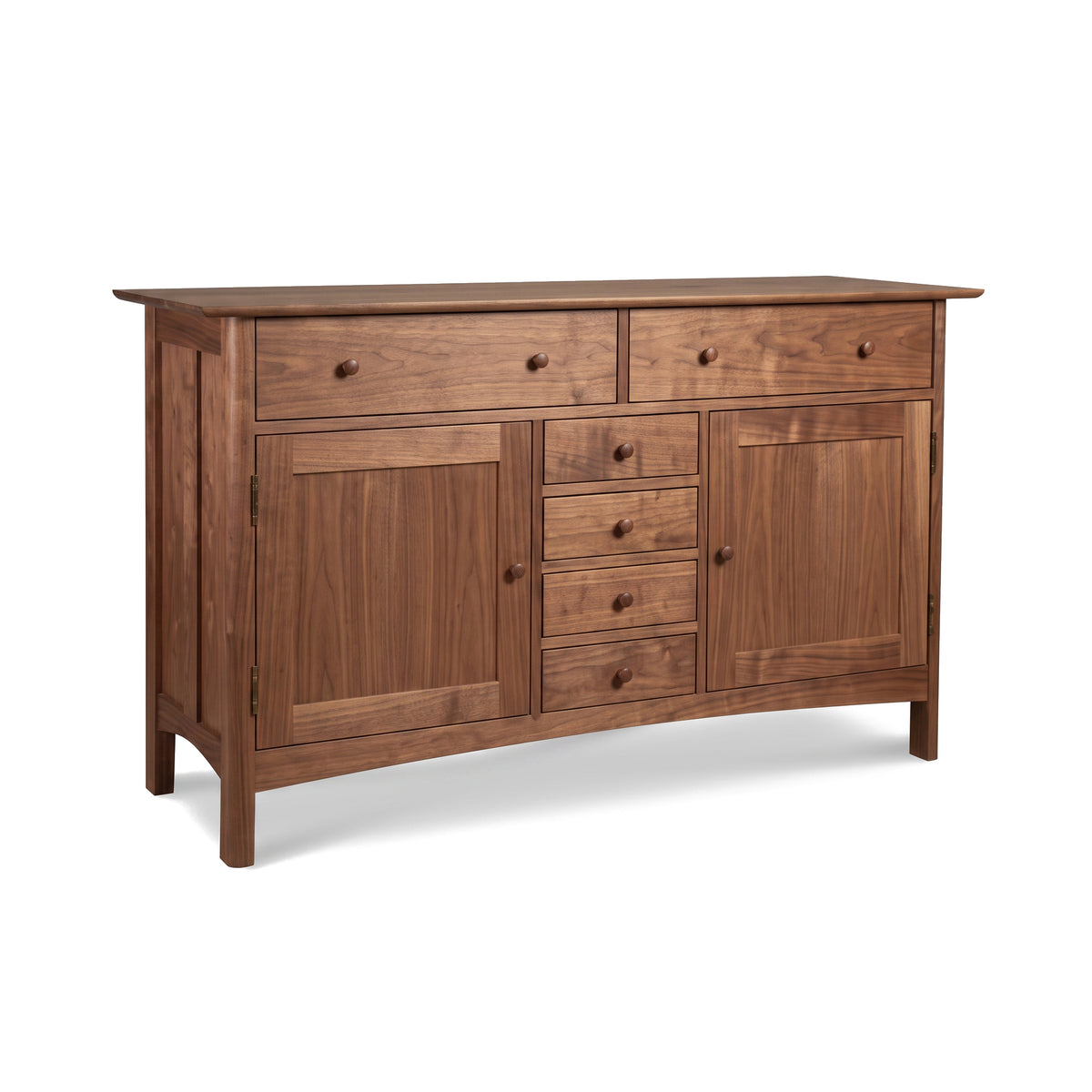 Heartwood Shaker Sideboard by Vermont Furniture Designs in solid hardwood with six drawers and cabinet doors, American made craftsmanship.