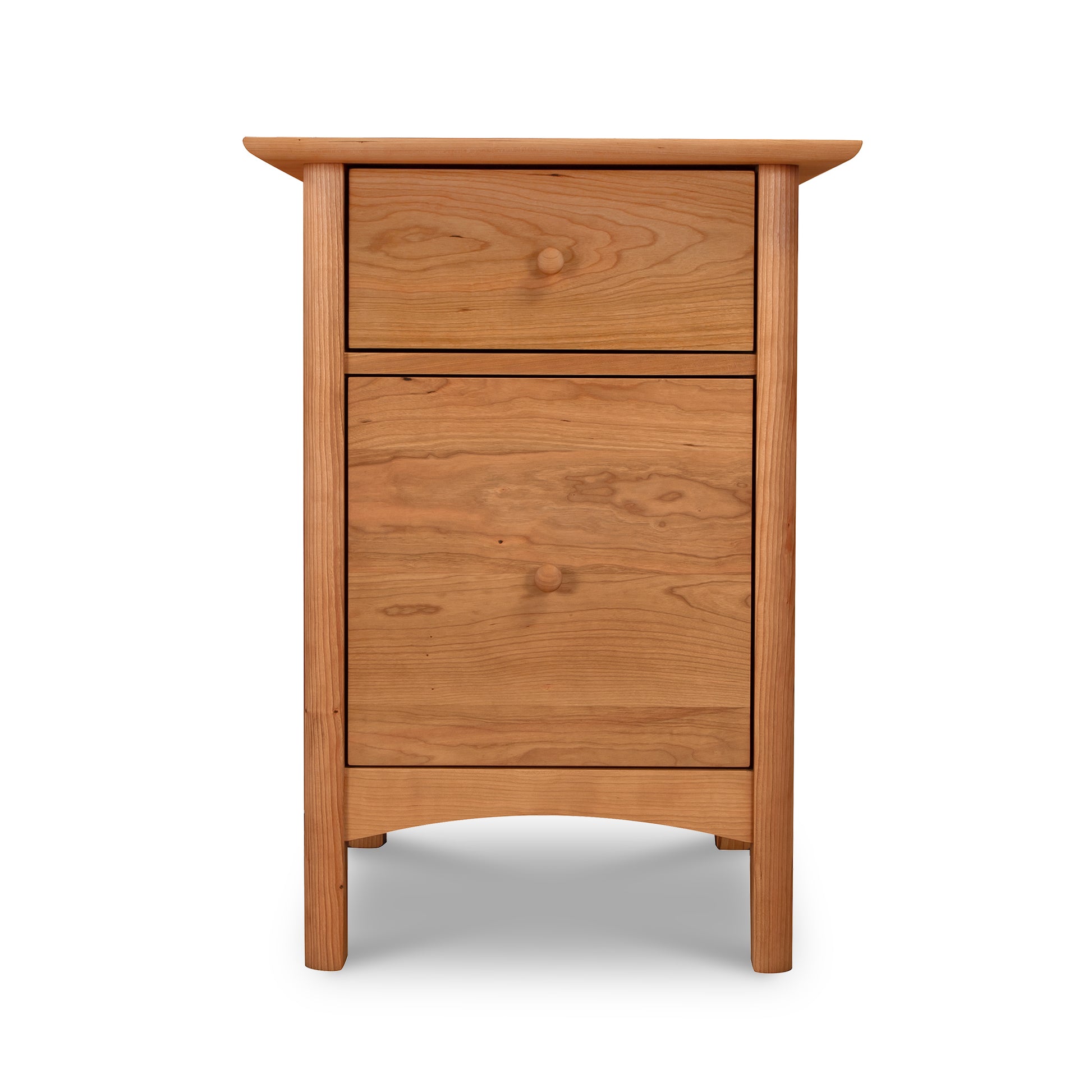 Heartwood Shaker Vertical File Cabinet from Vermont Furniture Designs with an eco-friendly oil finish isolated on a white background.