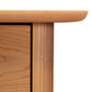 Close-up of a sustainably harvested Vermont Furniture Designs Heartwood Shaker Vertical File Cabinet corner showing the joint between the horizontal and vertical wooden pieces.