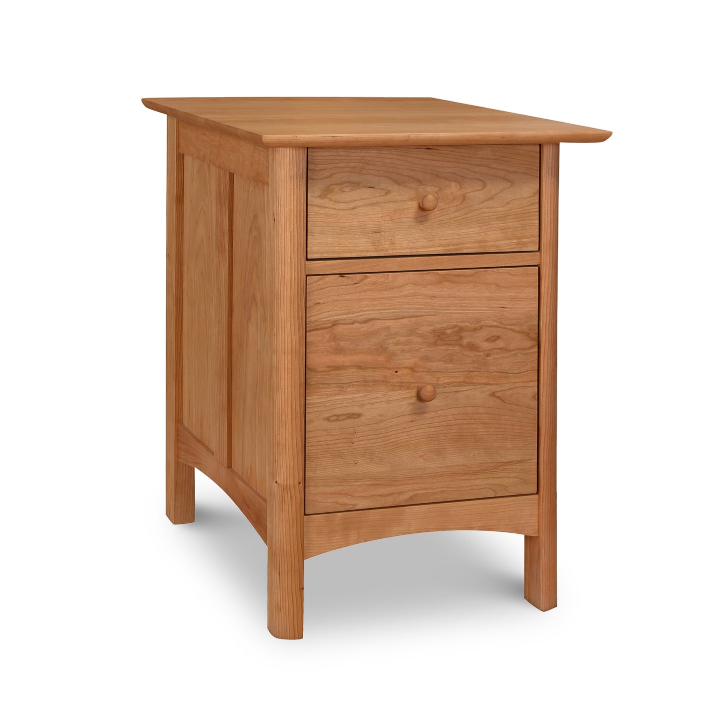 Heartwood Shaker Vertical File Cabinet crafted from sustainably harvested North American hardwoods, on a white background, by Vermont Furniture Designs.