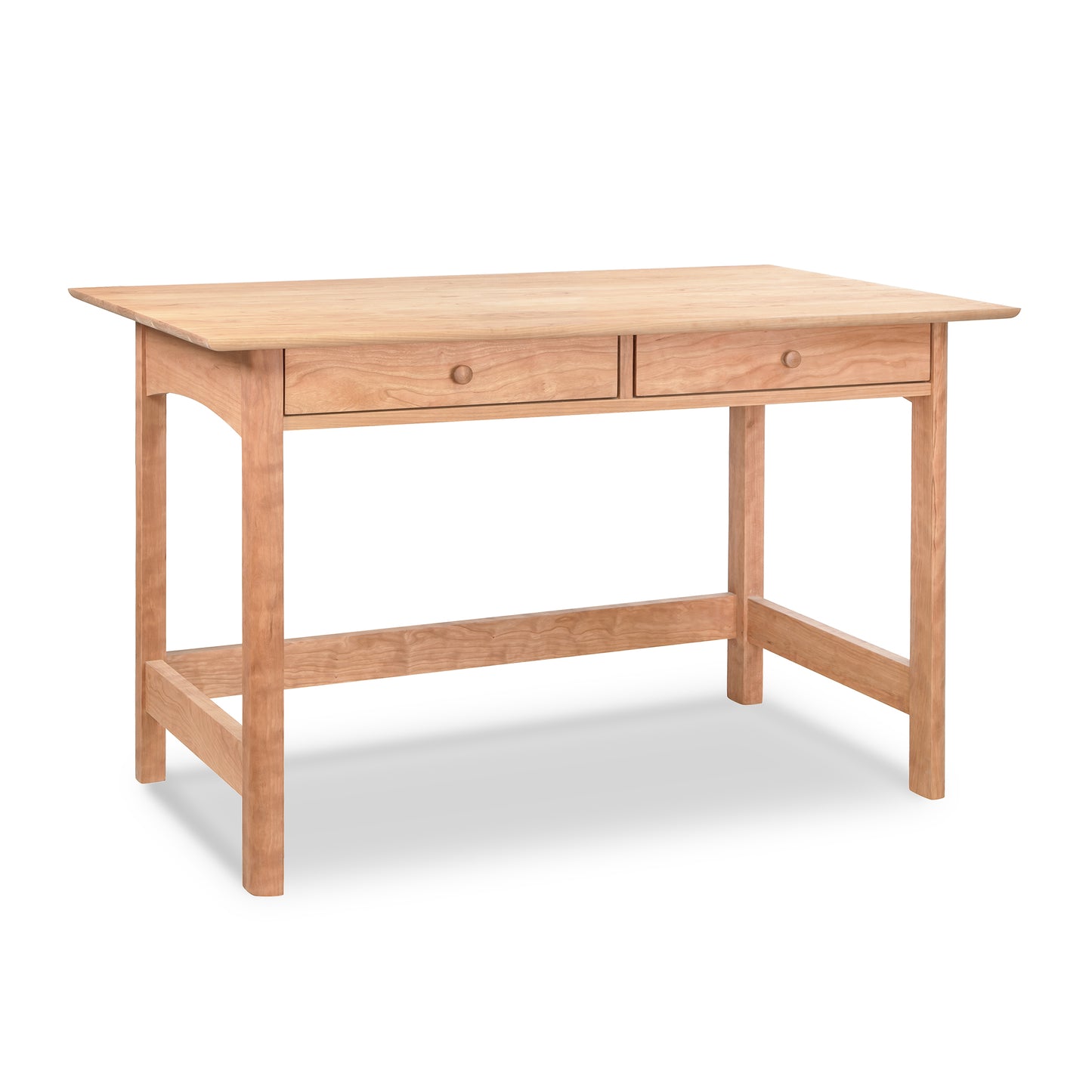Heartwood Shaker Writing Desk by Vermont Furniture Designs, crafted from sustainable hardwood with two drawers and minimalist legs.