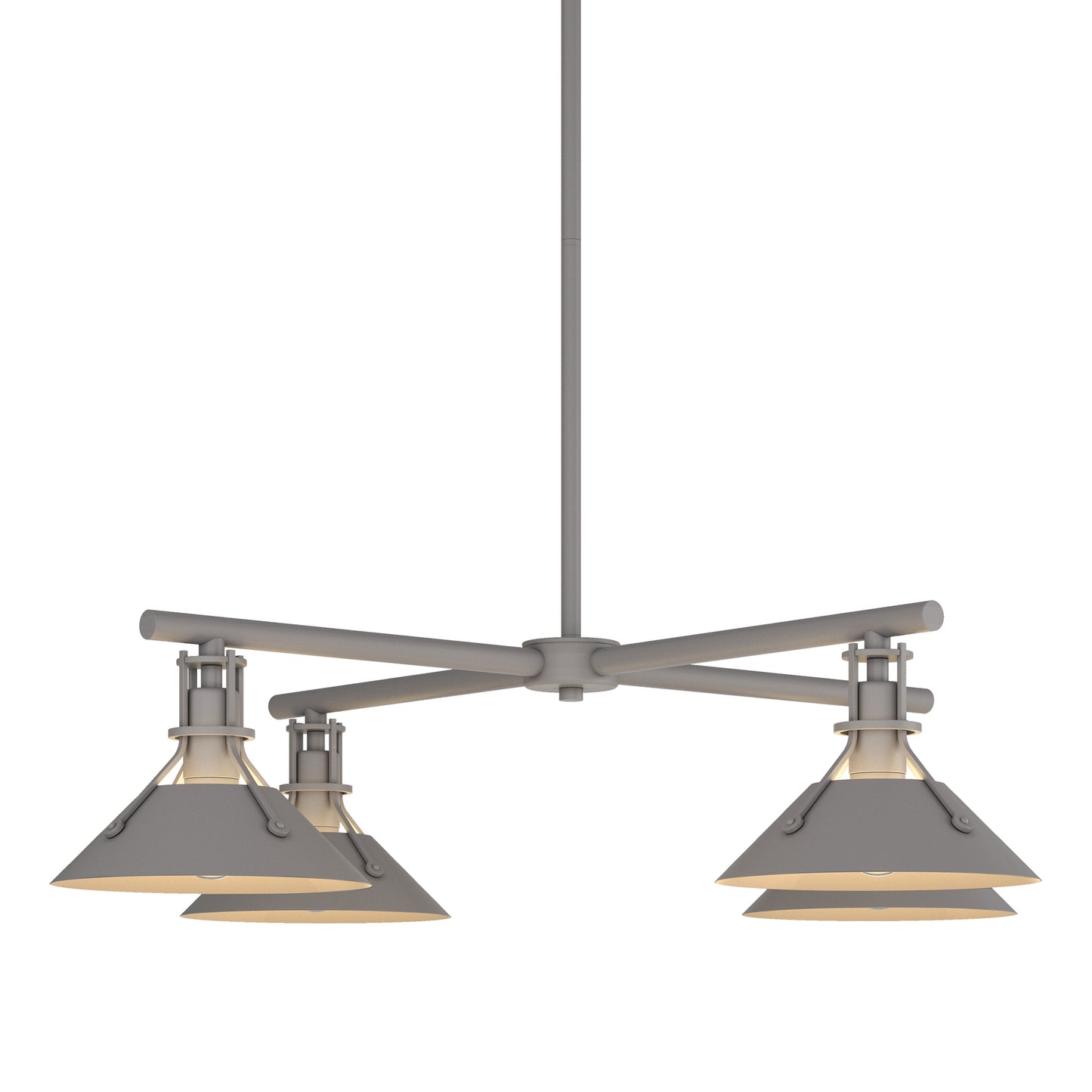 Hubbardton Forge Henry Outdoor 4-Light Pendant with industrial gray metal finish and modern design, showcasing premium craftsmanship and contemporary style.