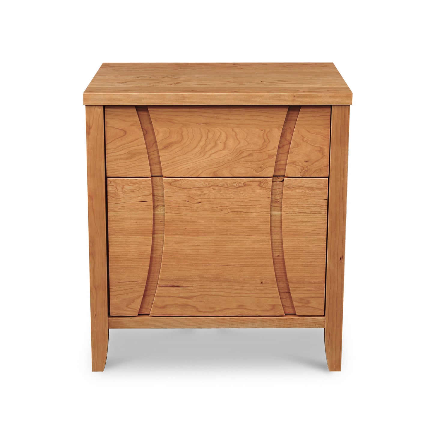 Lyndon Furniture Holland 1-Drawer Nightstand with Door, white finish, eco-friendly wood, elegant curved inlay accents.