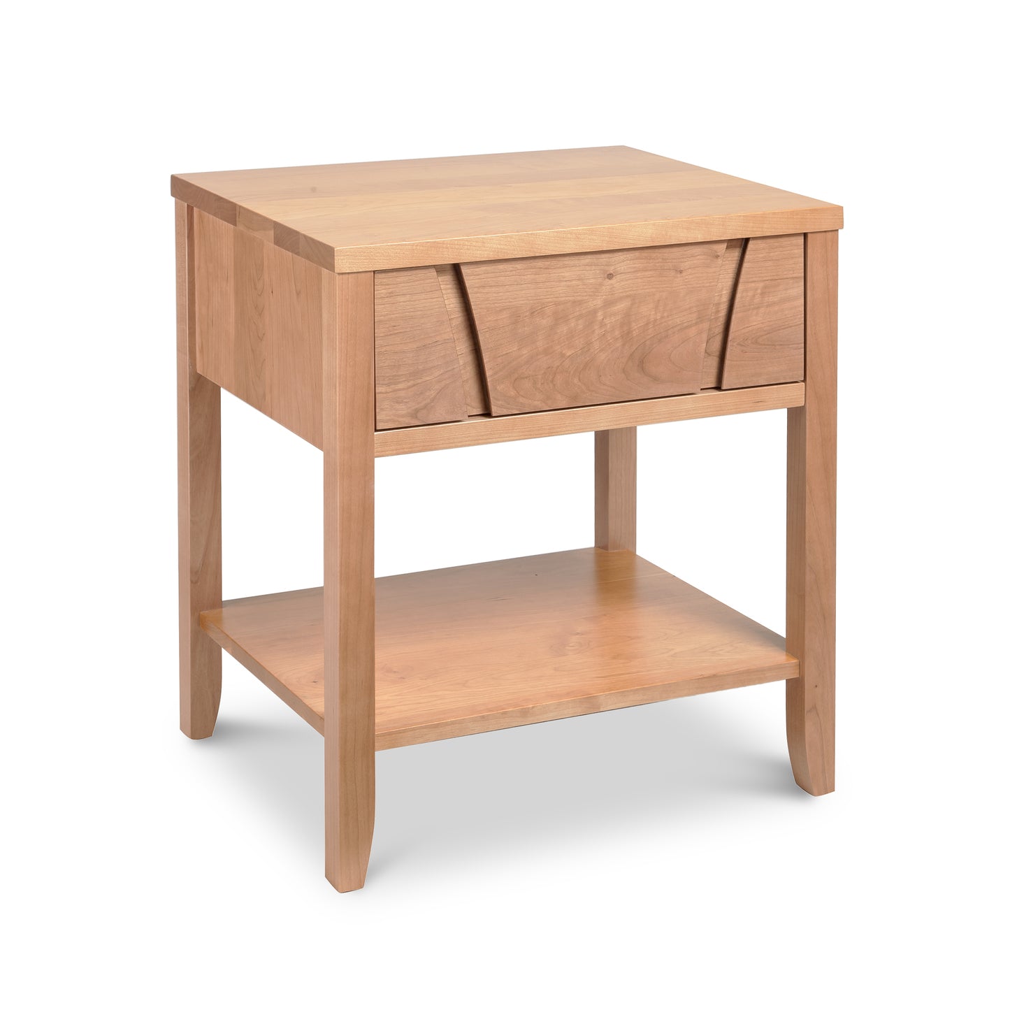Holland 1-Drawer Open Shelf Nightstand by Lyndon Furniture, crafted from sustainable hardwood with a single drawer and open lower shelf.