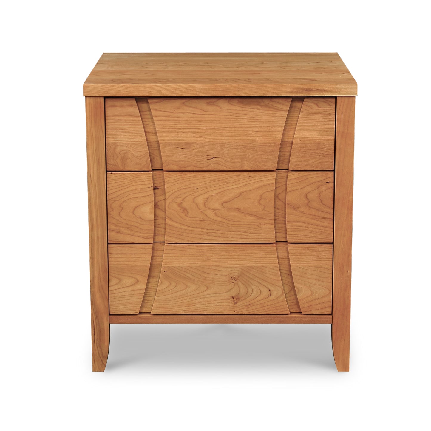 Lyndon Furniture Holland 3-Drawer Nightstand with curved accents, expertly crafted from sustainably harvested wood.
