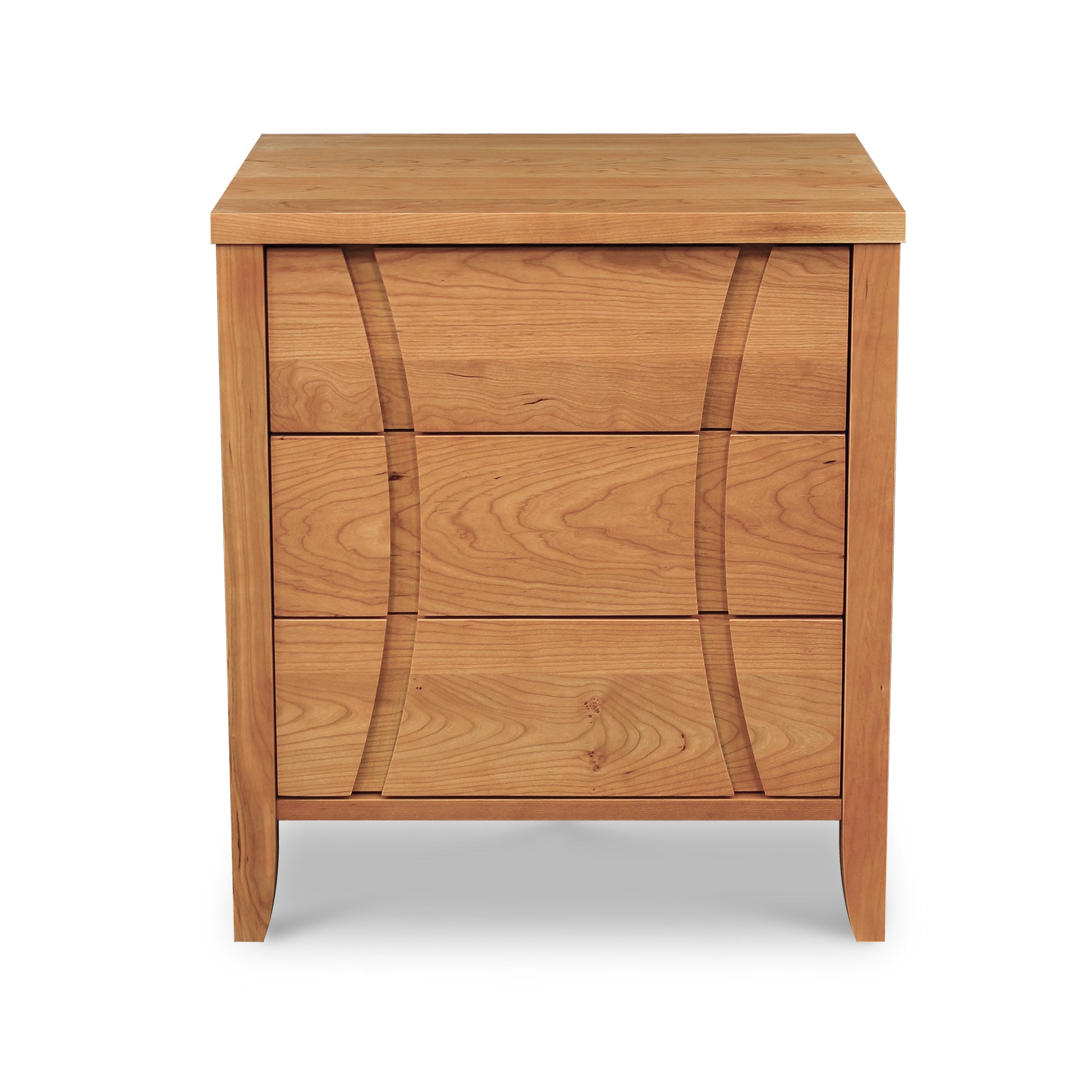 Lyndon Furniture Holland 3-Drawer Nightstand with curved accents, expertly crafted from sustainably harvested wood.