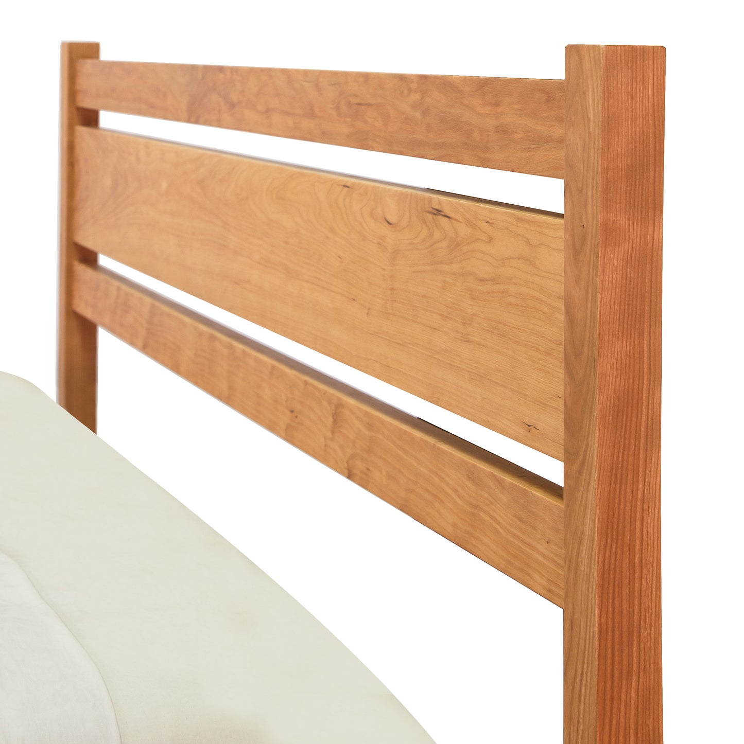 Horizon Platform Bed in queen size by Vermont Furniture Designs, showcasing clean horizontal slats and a sleek, natural wood finish.