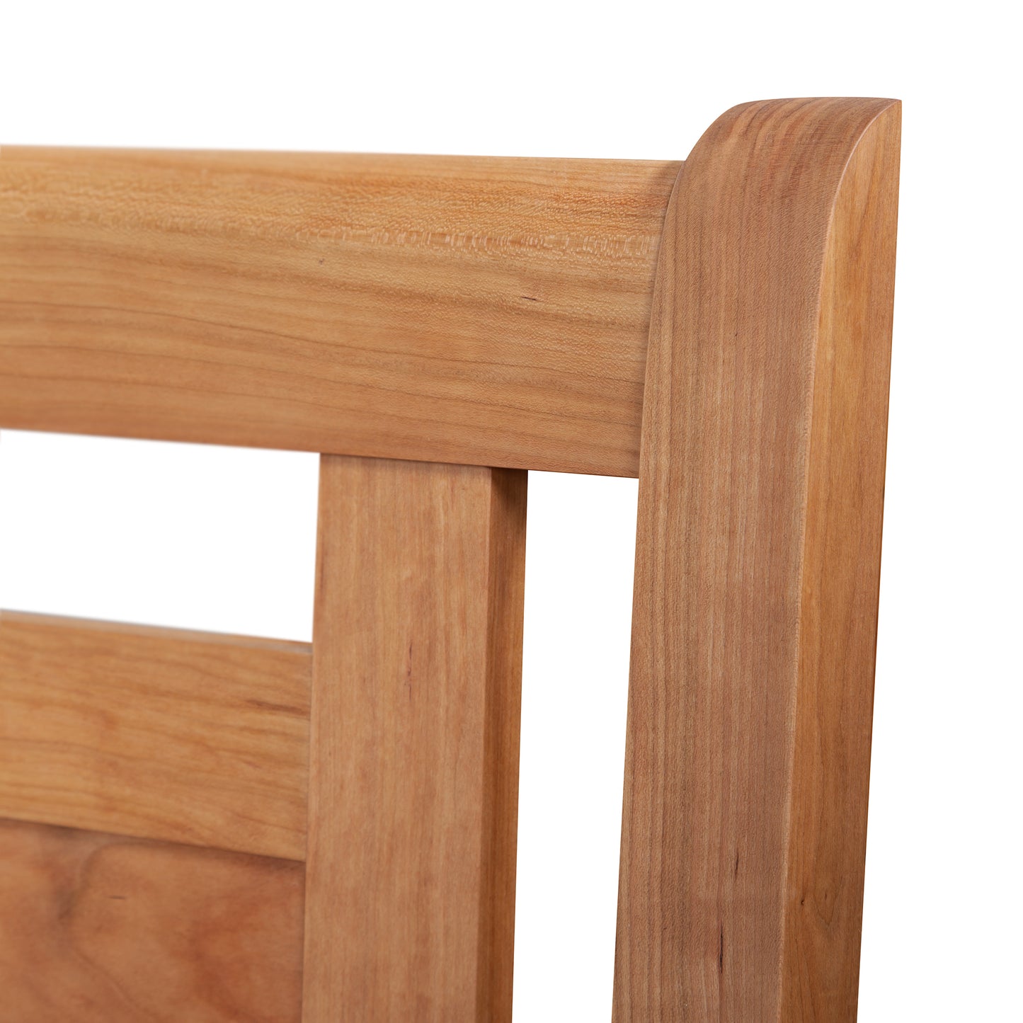 Incline Sleigh Bed by Vermont Furniture Designs in Cherry wood featuring vertical panel design and smooth curved edges.
