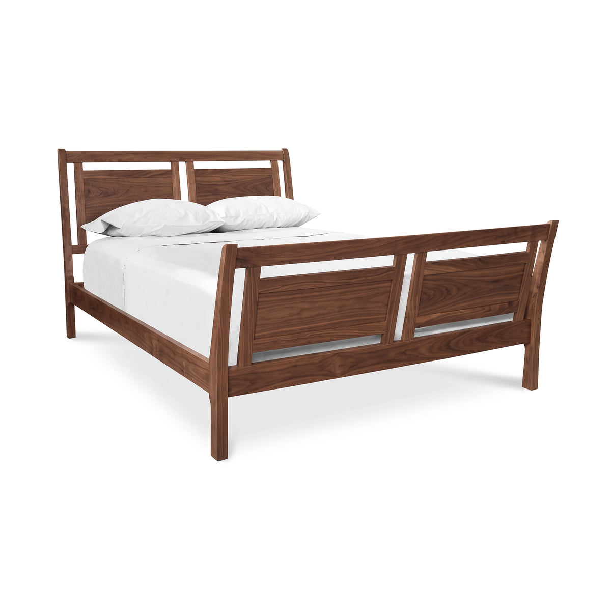 Incline Sleigh Bed by Vermont Furniture Designs, handcrafted wood with low-profile headboard.