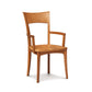 A Copeland Furniture Ingrid Shaker Chair with Wood Seat with armrests on a white background.