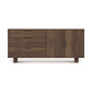 Copeland Furniture's Iso 2 Door, 3 Side Drawer Buffet: A modern buffet with three drawers on the left and two doors on the right, set against a white background, featuring solid wood construction.
