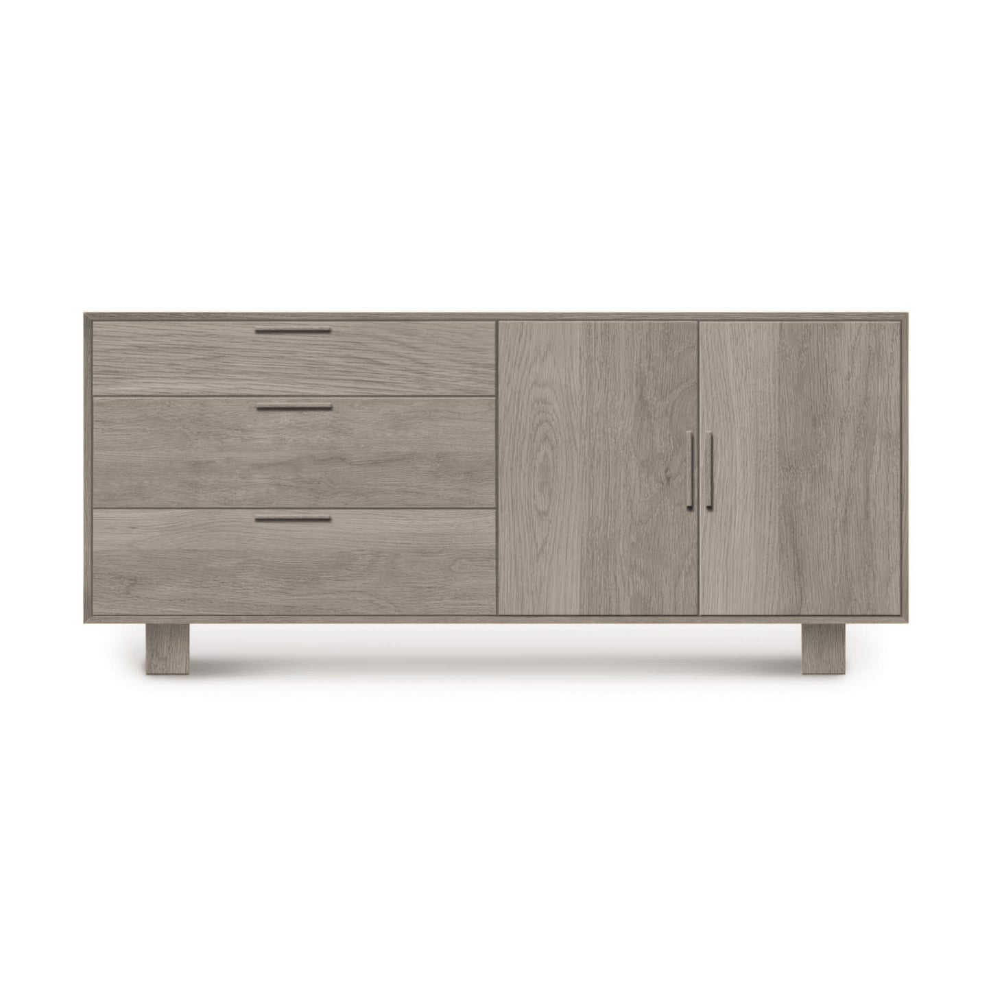 Modern Copeland Furniture Iso 2 Door, 3 Side Drawer Buffet standing on short legs against a white background.