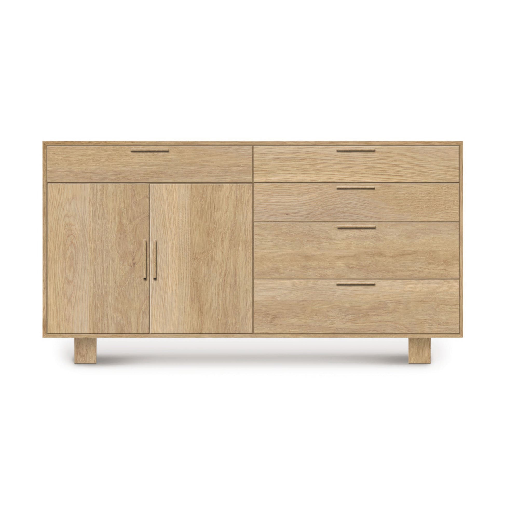 A Copeland Furniture Iso Oak 2 Door, 5 Drawer Buffet against a white background.