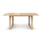 An Iso Extension Dining Table by Copeland Furniture, featuring a solid oak construction with a simple, sturdy design and a natural finish, isolated on a white background.