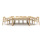 A solid oak wood Copeland Furniture Iso Oak Extension Dining Table with eight matching chairs set on a white background, perfect for the modern home.