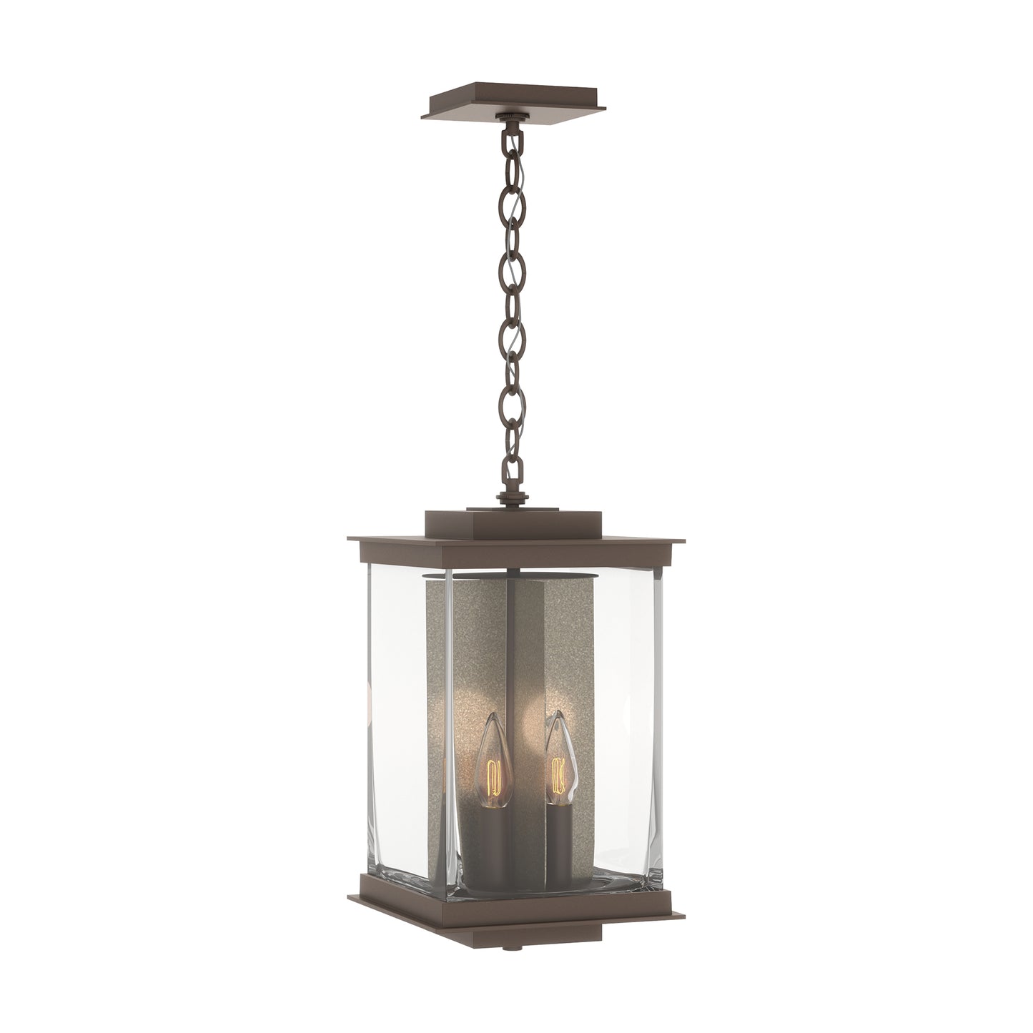 Kingston Outdoor Large Lantern by Hubbardton Forge with bronze finish and clear glass, showcasing elegant craftsmanship and sturdy design.