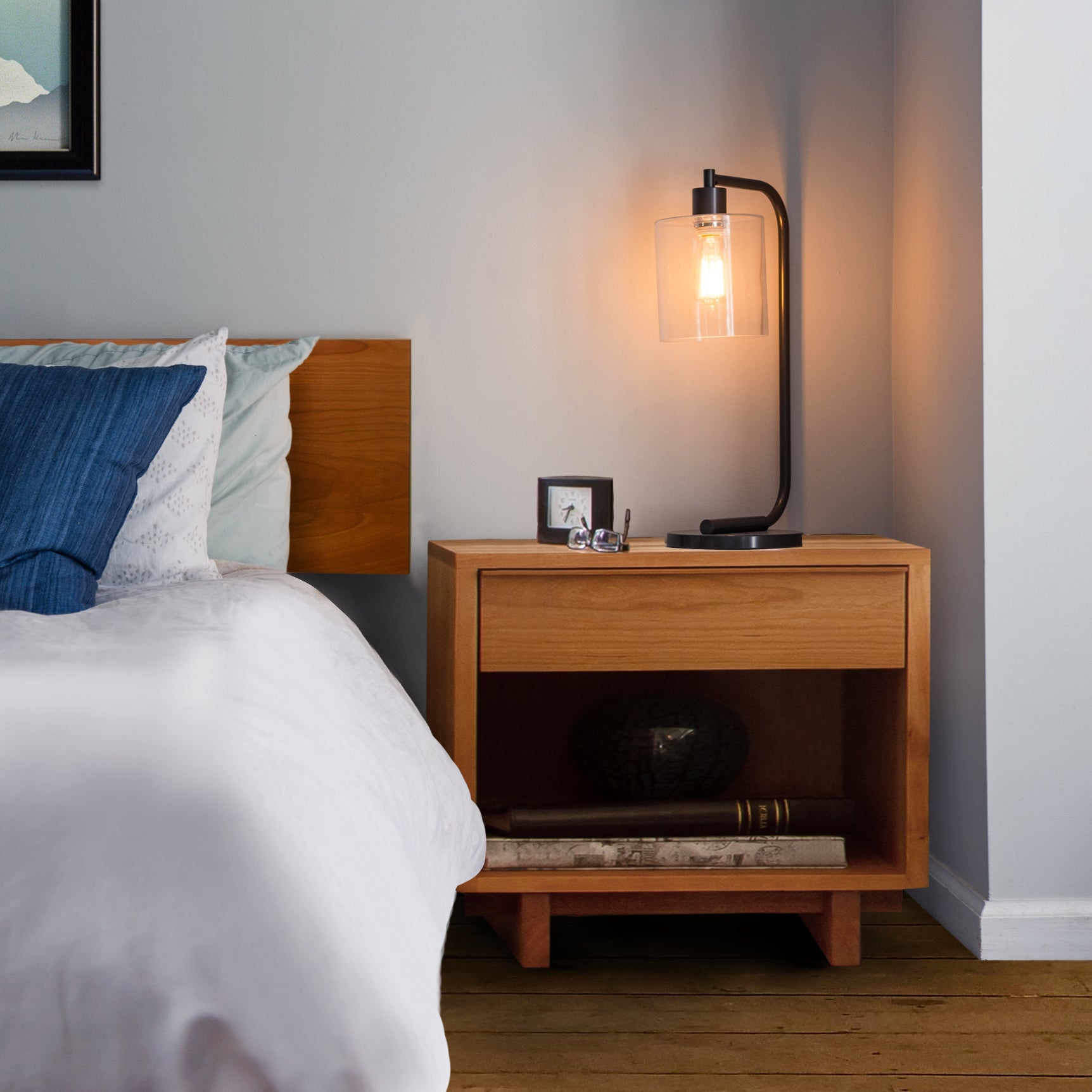 Kipling 1-Drawer Enclosed Shelf Wide Nightstand by Vermont Furniture Designs with a sleek design, showcasing quality craftsmanship and ample storage space.