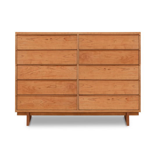 Kipling 10-Drawer Dresser by Vermont Furniture Designs with minimalist natural finish and short legs.