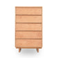 A handcrafted wooden Kipling 5-Drawer Chest by Vermont Furniture Designs standing upright against a white background.