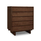 A handcrafted Vermont Furniture Designs Kipling 5-Drawer Wide Chest isolated on a white background.