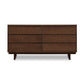 A modern wooden Vermont Furniture Designs Kipling 6-Drawer Dresser stands against a plain white background.