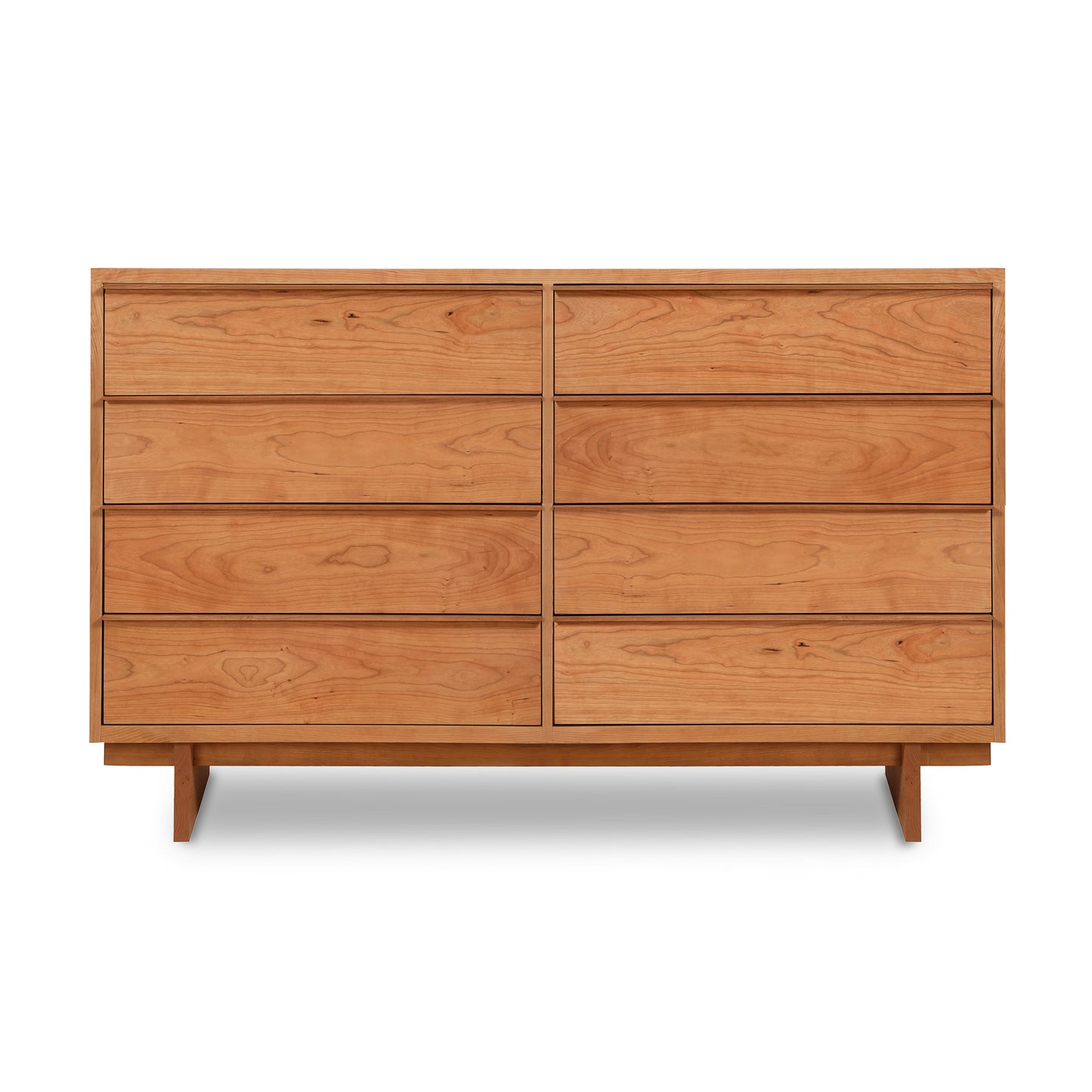 Solid wood Kipling 8-Drawer Dresser by Vermont Furniture Designs with a natural finish and minimalist rectangular design.