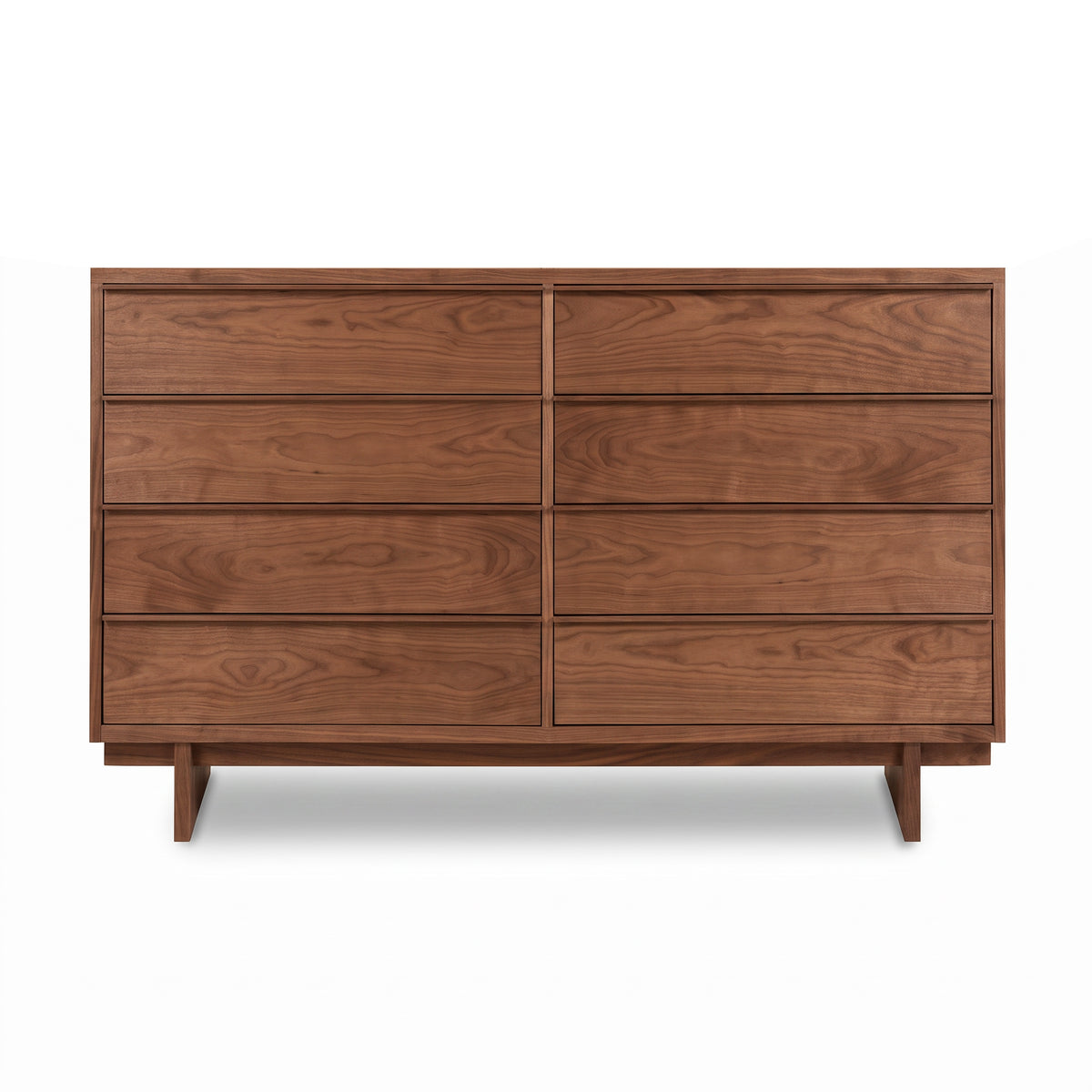 Kipling 8-Drawer Dresser in solid wood with natural finish, modern lines, and short legs by Vermont Furniture Designs, American made.