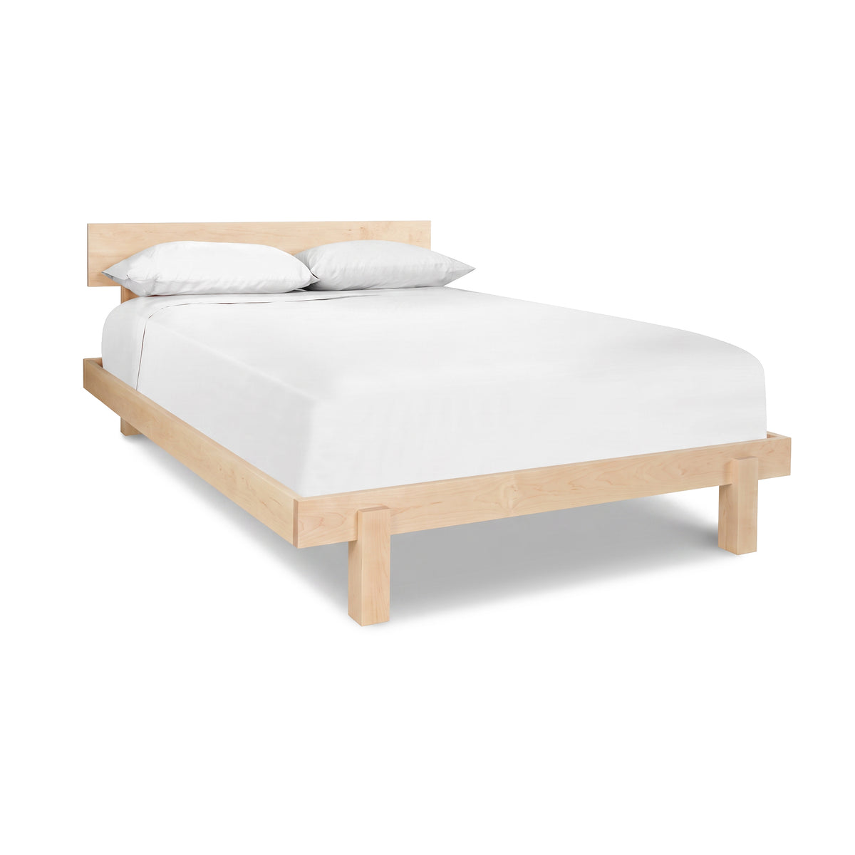 Minimalist Kipling Bed with solid wood construction and simple headboard by Vermont Furniture Designs.