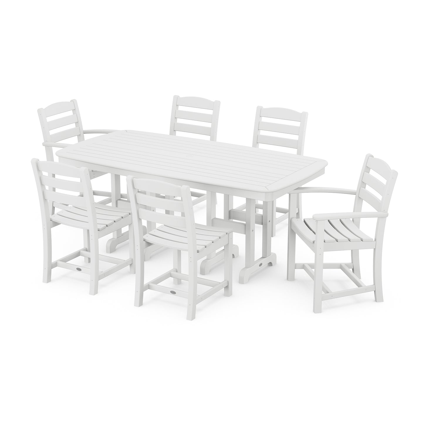 POLYWOOD La Casa Cafe 7-Piece Dining Set with a nautical table and six chairs.