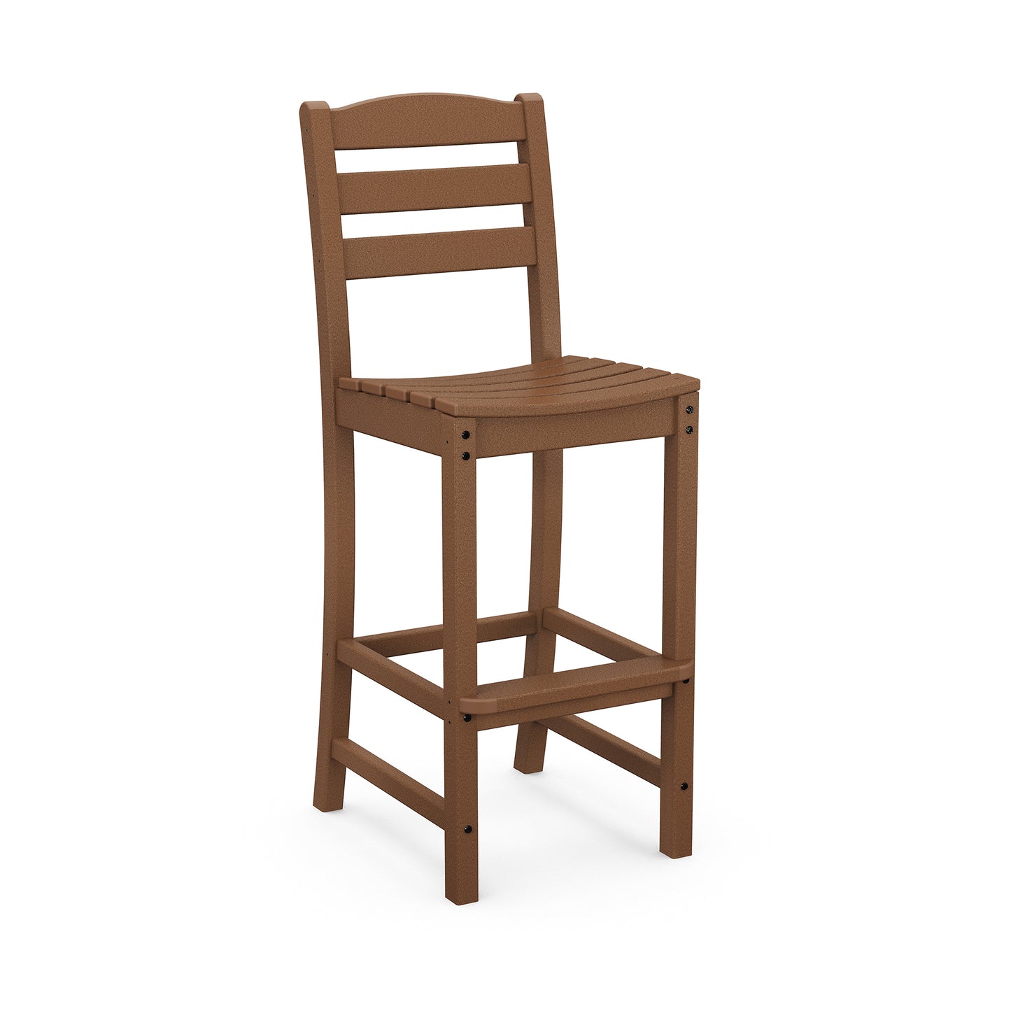 POLYWOOD La Casa Cafe Bar Side Chair with slatted backrest and seat in light brown, perfect for outdoor settings.