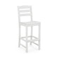 A white POLYWOOD La Casa Cafe Outdoor Bar Side Chair with a slatted back and a square seat, set against a plain white background.