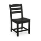 A black POLYWOOD® La Casa Cafe Outdoor Dining Side Chair made of slatted plastic, featuring a straight back and square seat, shown against a white background.