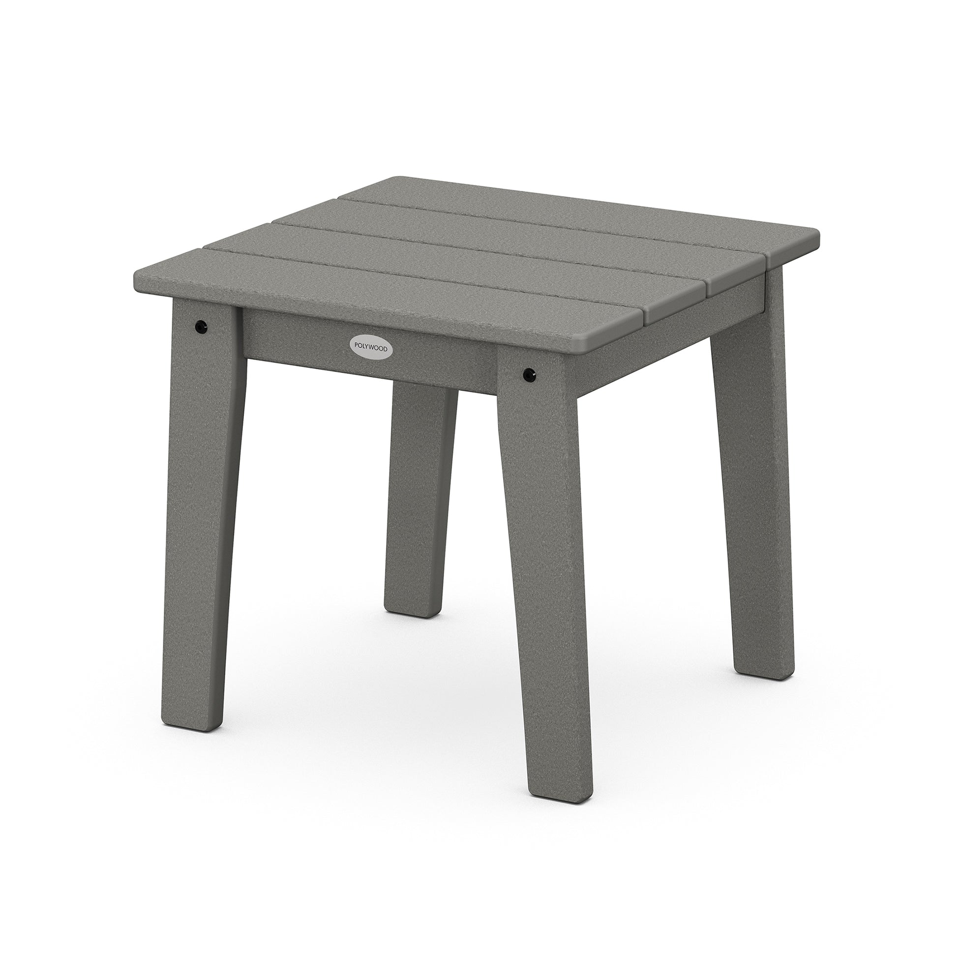 POLYWOOD Lakeside 18" End Table, square and gray with a slatted top and four sturdy legs.