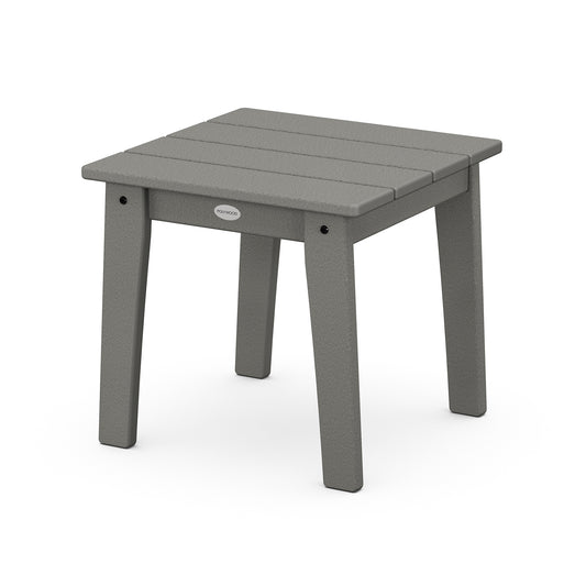 POLYWOOD Lakeside 18" End Table, square and gray with a slatted top and four sturdy legs.
