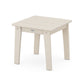 A simple beige POLYWOOD Lakeside 18" End Table with a rectangular top and four legs, isolated on a white background. The stool features visible screws at the joints and a small label on one side.