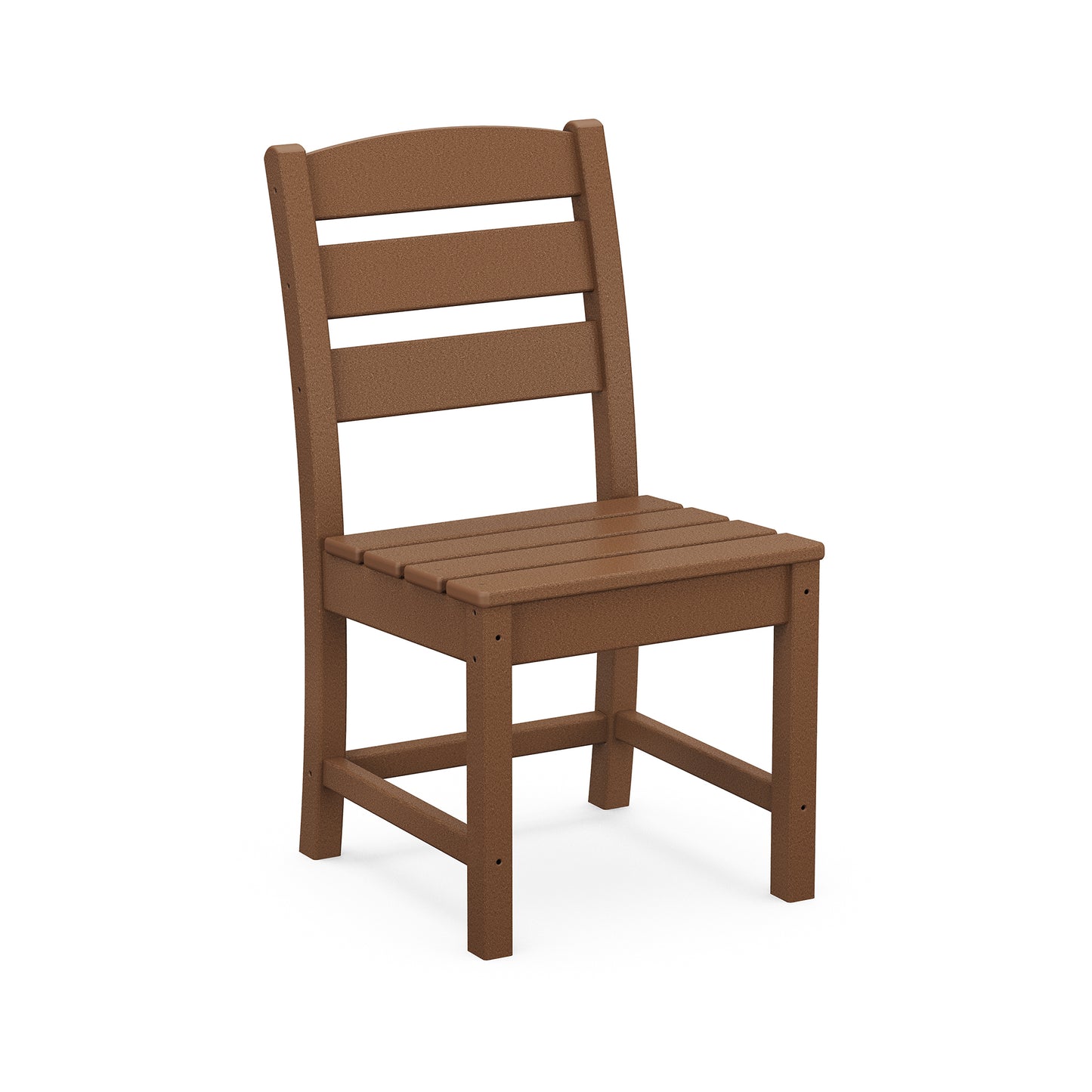 POLYWOOD Lakeside Dining Side Chair with ladder back and flat seat in durable brown POLYWOOD lumber.