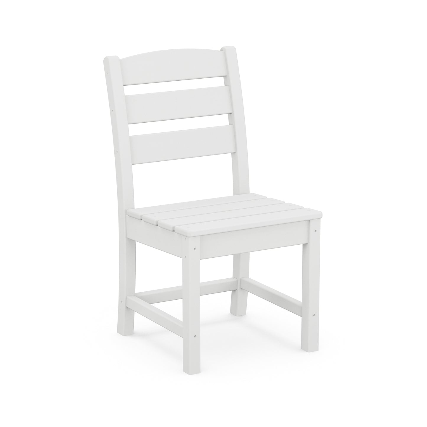 A POLYWOOD® Lakeside Dining Side Chair with a straight back and three horizontal slats, standing on a plain white background.