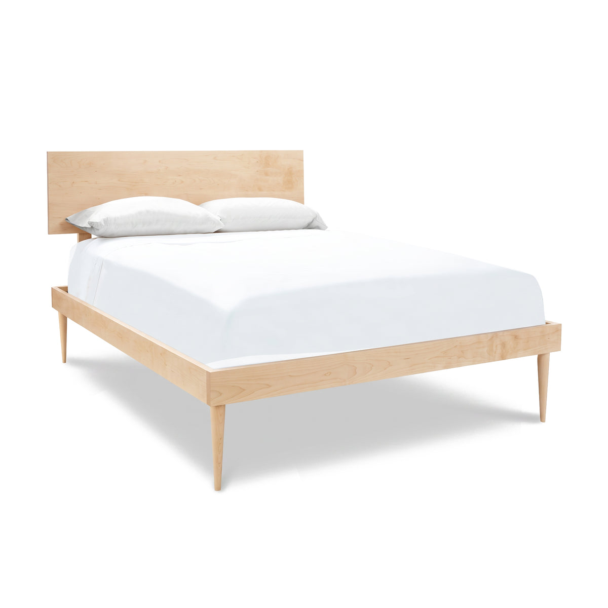 Larssen Bed by Vermont Furniture Designs, featuring a minimalist handcrafted wooden frame with headboard.