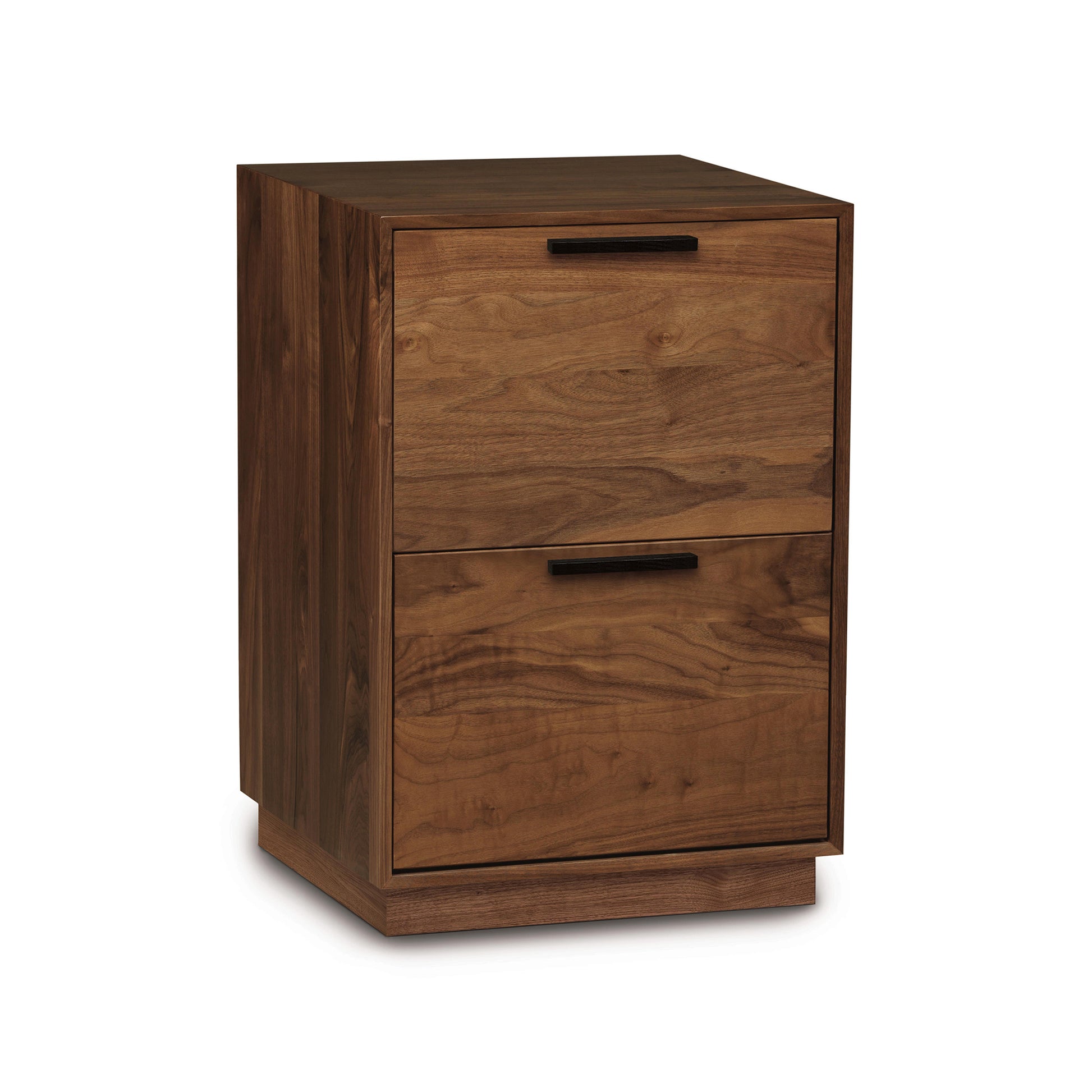 Copeland Furniture Linear Narrow Rolling File Cabinet with modern design and black handles, highlighting sleek office storage craftsmanship.