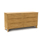 A modern solid wood Linn 6-Drawer Dresser - Priority Ship by Copeland Furniture isolated on a white background.