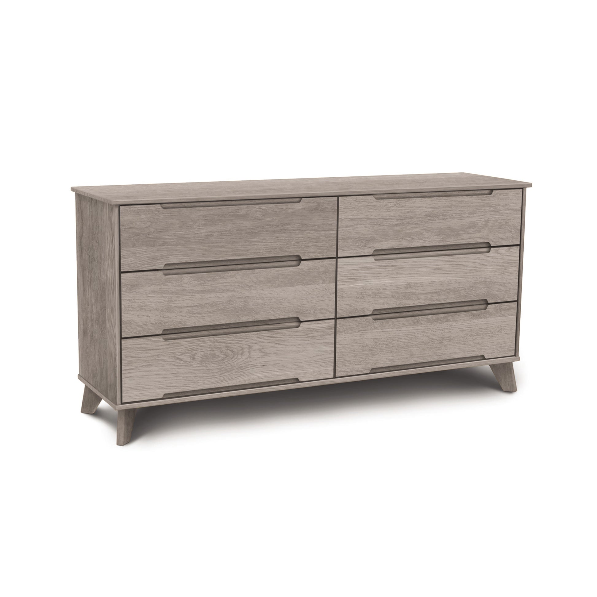 Linn 6-Drawer Dresser by Copeland Furniture featuring mid-century modern design with upcycled solid wood, horizontal handles, and tapered legs.