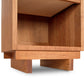 A modern Vermont Furniture Designs wooden Loft 1-Drawer Enclosed Shelf Nightstand with two drawers and a shelf.